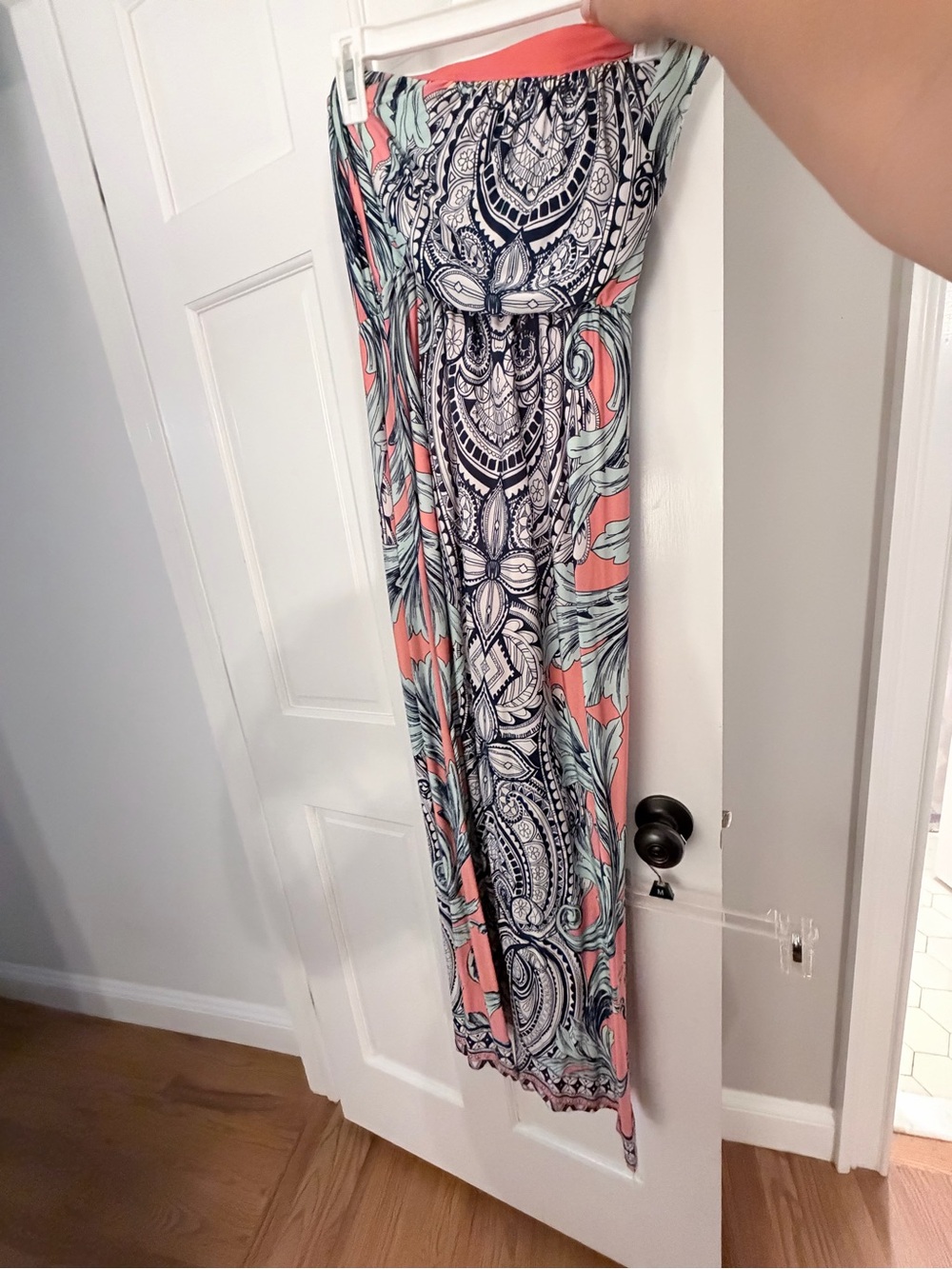 Windsor Coral, Navy & Mint Paisley Print Maxi Dress